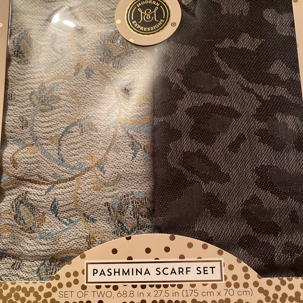 Modern Expressions Pashmina Scarf Set of 2 Color Multi NWB